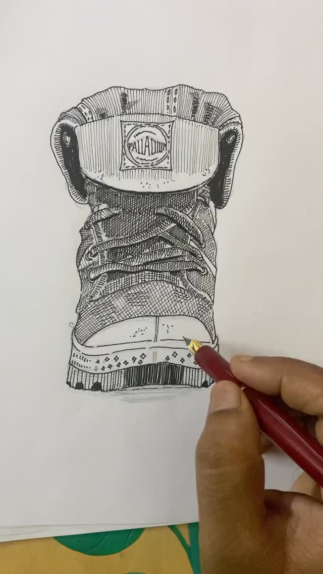 Sole Study — fountain pen drawing of a shoe by jrajanarts, Madurai
