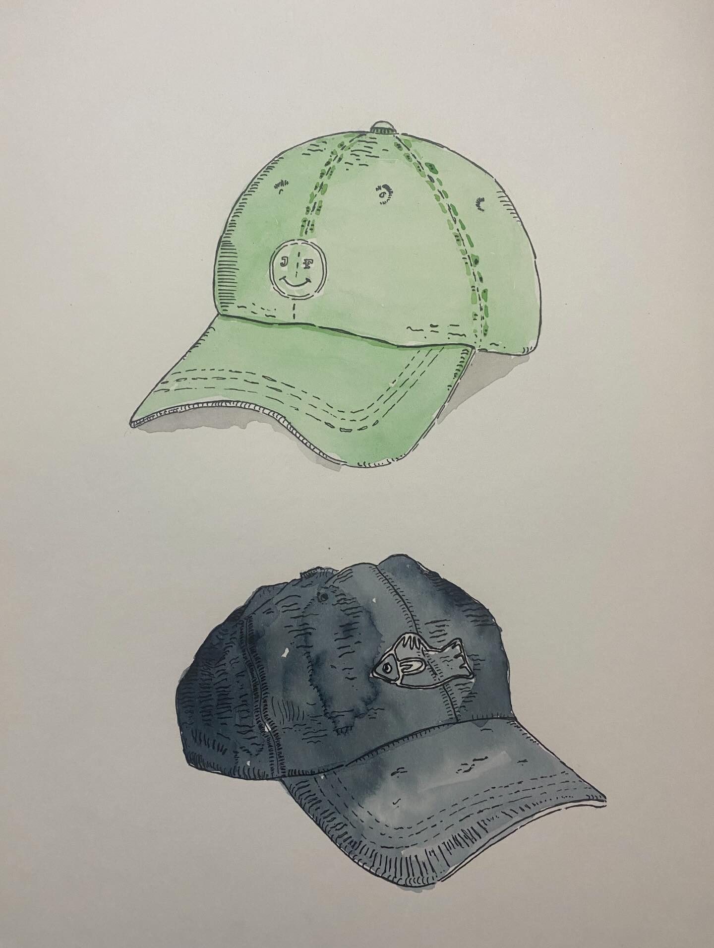 Worn Cap — watercolor study of a cap by jrajanarts, Madurai